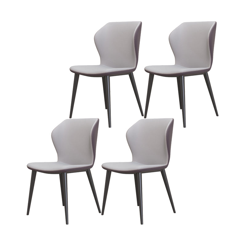 Industrial Style Wingback Armless Dining Chair Faux Leather Dining Chairs Light Gray 4 Piece Set Clearhalo ' kitchen&dining_furn' 'Dining Chairs' 'Dining Tables & Seating' 'dining_chair' 'furn' 'furn_dining_chair' 'Furniture' 'furniture_dining_chair' 'Kitchen & Dining Furniture' 'kitchen' 4622337