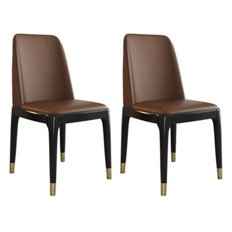 Contemporary Chair Dining Armless Chairs with Wooden Legs for Kitchen Coffee Black Gold Set of 2 Clearhalo ' kitchen&dining_furn' 'Dining Chairs' 'Dining Tables & Seating' 'dining_chair' 'Furniture' 'furniture_dining_chair' 'Kitchen & Dining Furniture' 'kitchen' 4622458