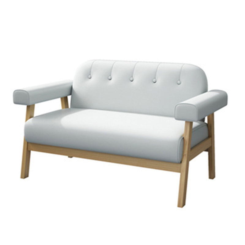 Modern Loose Sofa Back with Pillow Top Arm or Square Arm Sofa for Restaurant 47"L x 27.5"W x 25.5"H Wood-Light Grey Clearhalo 'furn' 'furn_sofas' 'Furniture' 'furniture_sofas' 'kitchen' 'kitchen_sofas' 'Living Room Furniture' 'Sofa' 'sofas' 4625215