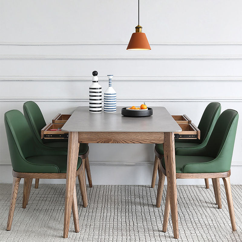 Minimalist 1/4/5/6 Pieces Dining Room Table Rectangular Solid Wood Top Dining Chairs Set 5 Pieces: Table, 4 Green Chairs Clearhalo 'Dining Room Sets' 'Dining Tables & Seating' 'dining_room_set' 'furn' 'furn_dining_room_set' 'Furniture' 'furniture_dining_room_set' 'Kitchen & Dining Furniture' 'kitchen&dining_furn' 'kitchen' 4636854