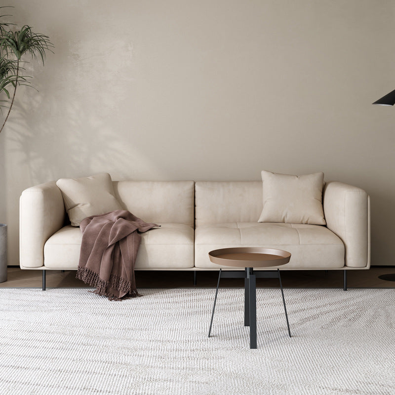 Modern Style Solid Wood Base Namib & Velvet White Rectangular Sofa 110''L x36"W x 31.5"H Clearhalo 'furn' 'furn_sofas' 'Furniture' 'furniture_sofas' 'kitchen' 'kitchen_sofas' 'Living Room Furniture' 'Sofa' 'sofas' 4637946