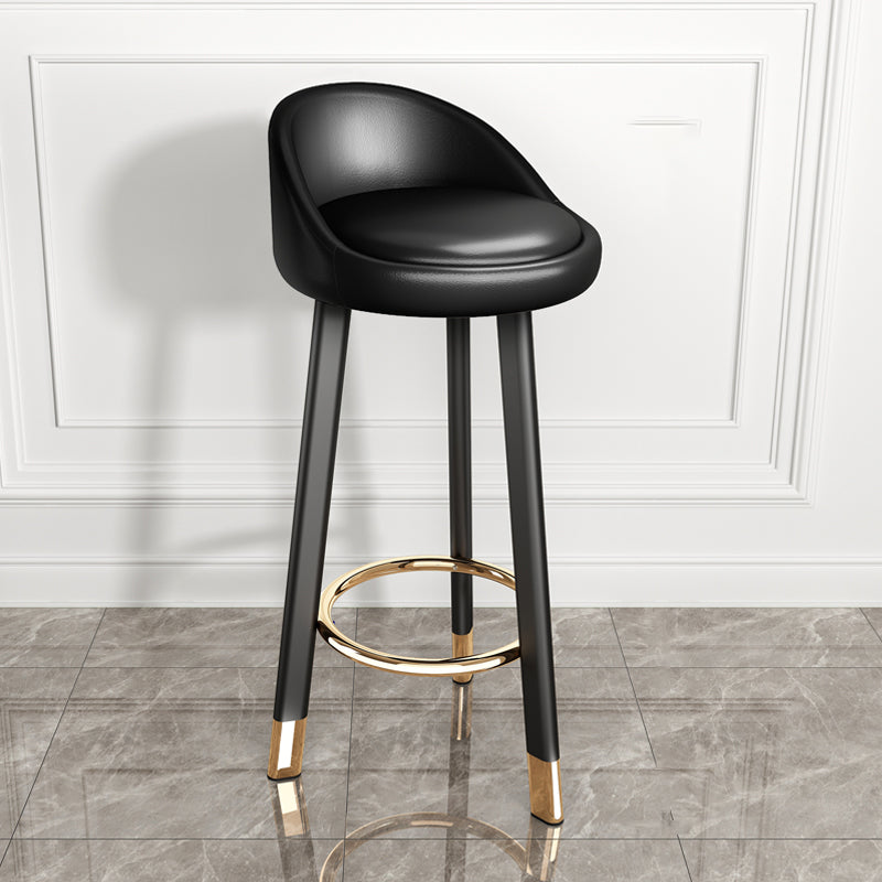 Modern Armless Backrest Counter Stool Steel Single Bar Stool with Cushion and Pedal Black Black Clearhalo 'Bar Furniture' 'Bar Stools' 'bar_stools' 'furn' 'furn_bar_stools' 'furniture_bar_stools' 'Kitchen & Dining Furniture' 'kitchen&dining_furn' 'kitchen' 'kitchen_furn' Furniture' 4639227