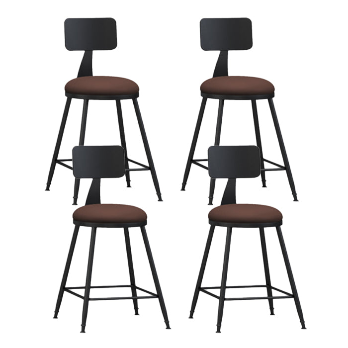 Industrial Armless Backrest Counter Stool Iron Bar Stool with Leather Cushion Burgundy 4 Piece Set Short Stool(22"H) Clearhalo 'Bar Furniture' 'Bar Stools' 'bar_stools' 'furn' 'furn_bar_stools' 'furniture_bar_stools' 'Kitchen & Dining Furniture' 'kitchen&dining_furn' 'kitchen' 'kitchen_furn' Furniture' 4639341