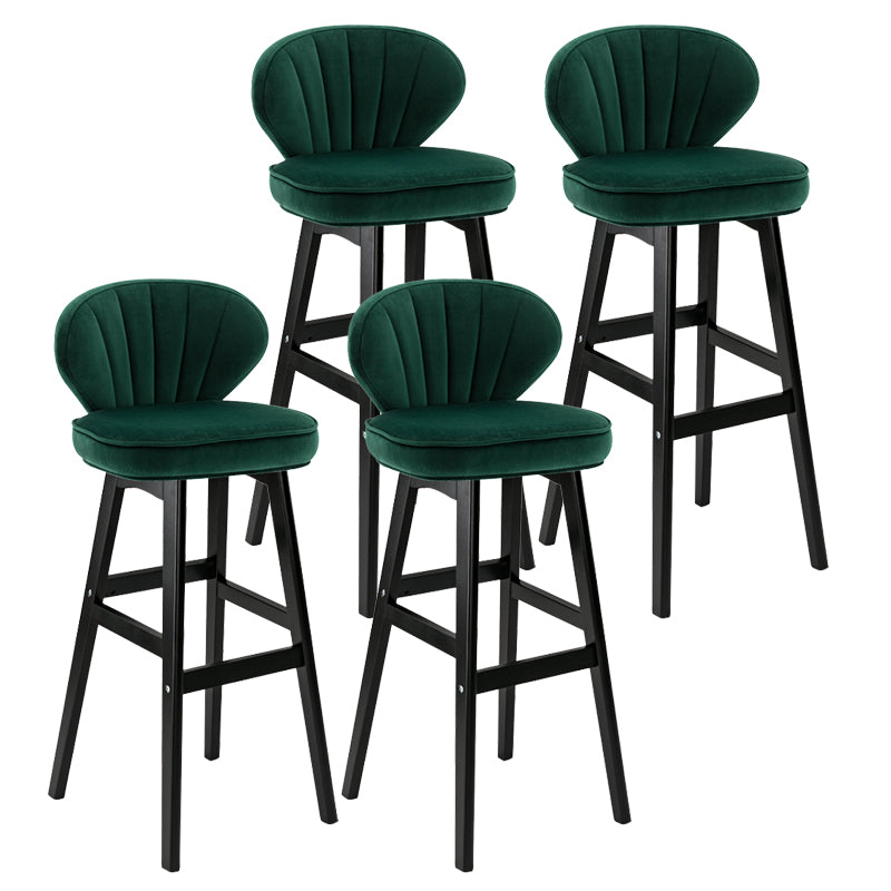Modern Armless Backrest Counter Stool Kitchen Wood Bar Stool with Cushion and Pedal Green 4 Piece Set Bar Stool(30"H) Clearhalo 'Bar Furniture' 'Bar Stools' 'bar_stools' 'furn' 'furn_bar_stools' 'furniture_bar_stools' 'Kitchen & Dining Furniture' 'kitchen&dining_furn' 'kitchen' 'kitchen_furn' Furniture' 4639670