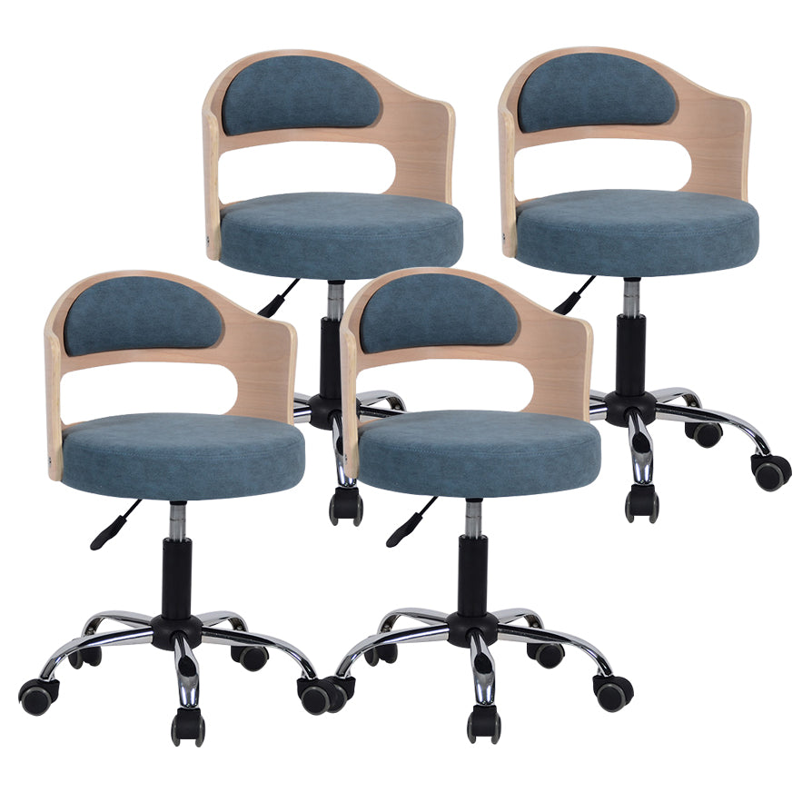 Modern Adjustable Rotatable Counter Stool Steel Study Bar Stool with Cushion and Pulley Ocean Blue 4 Piece Set Clearhalo 'Bar Furniture' 'Bar Stools' 'bar_stools' 'furn' 'furn_bar_stools' 'furniture_bar_stools' 'Kitchen & Dining Furniture' 'kitchen&dining_furn' 'kitchen' 'kitchen_furn' Furniture' 4639857