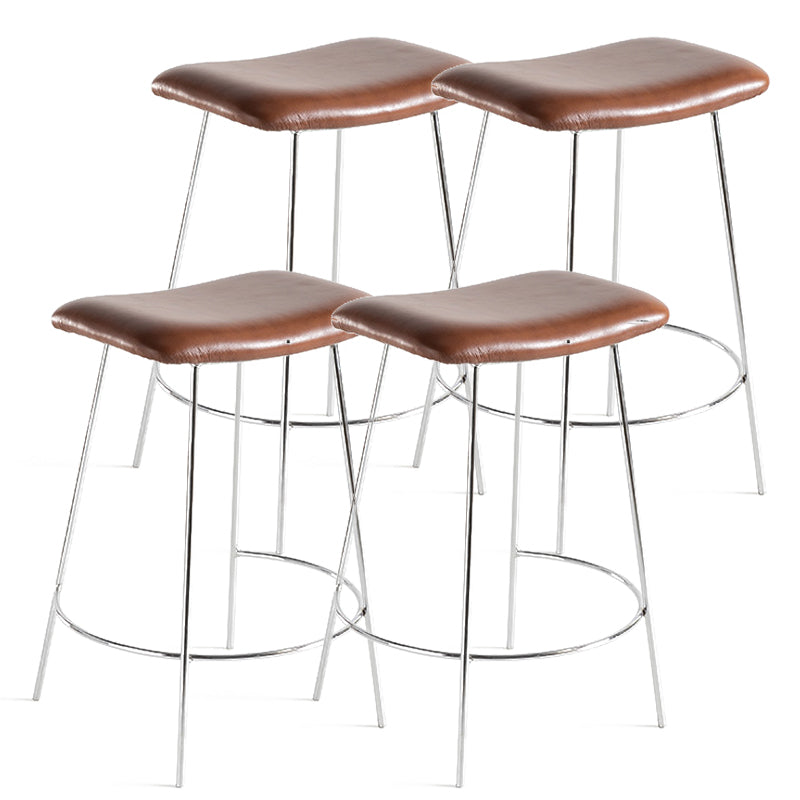 Nordic Style Leather Upholstered Barstool 4 Feet 27-inch Bar Stool for Dinning Room Brown 4 Piece Set Clearhalo 'Bar Furniture' 'Bar Stools' 'bar_stools' 'furn' 'furn_bar_stools' 'furniture_bar_stools' 'Kitchen & Dining Furniture' 'kitchen&dining_furn' 'kitchen' 'kitchen_furn' Furniture' 4640012
