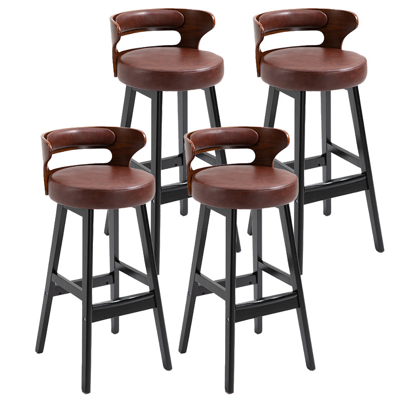 Contemporary Solid Wood Folding Barstools Indoor Bar Stool with Low Back Red Brown Black 4 Piece Set Clearhalo 'Bar Furniture' 'Bar Stools' 'bar_stools' 'furn' 'furn_bar_stools' 'furniture_bar_stools' 'Kitchen & Dining Furniture' 'kitchen&dining_furn' 'kitchen' 'kitchen_furn' Furniture' 4640075