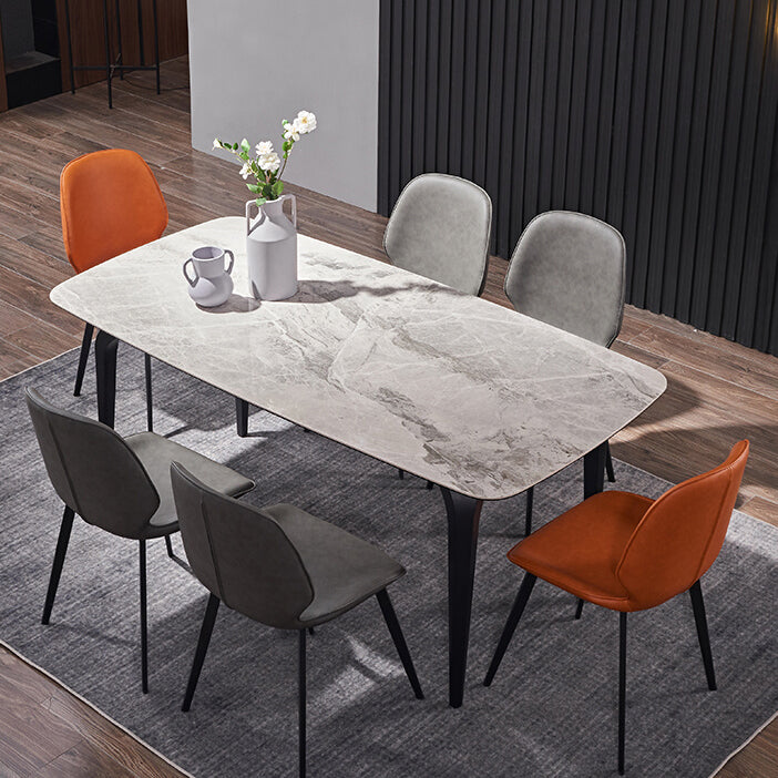 Modern 1/2/5/7 Pieces Dining Set Rectangle White Dining Table Set 7 Pieces: Table, 6 Chairs Clearhalo 'Dining Room Sets' 'Dining Tables & Seating' 'dining_room_set' 'furn' 'furn_dining_room_set' 'Furniture' 'furniture_dining_room_set' 'Kitchen & Dining Furniture' 'kitchen&dining_furn' 'kitchen' 4640104