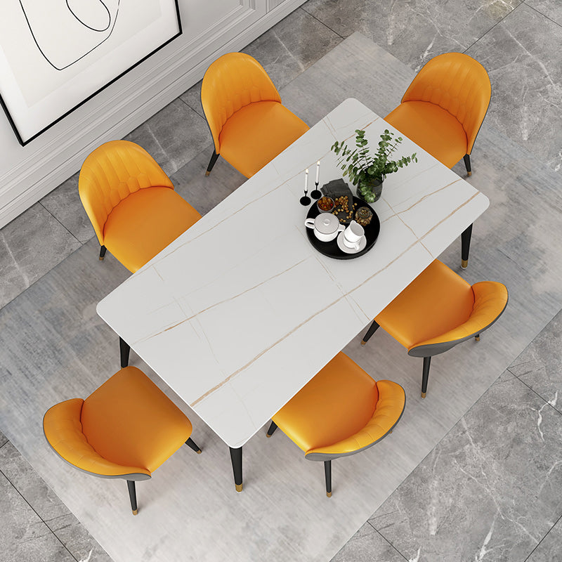 1/4/5/7 Pieces Dining Room Set Contemporary Rectangle Dining Table Set 7 Pieces: Table, 6 Chairs Clearhalo 'Dining Room Sets' 'Dining Tables & Seating' 'dining_room_set' 'furn' 'furn_dining_room_set' 'Furniture' 'furniture_dining_room_set' 'Kitchen & Dining Furniture' 'kitchen&dining_furn' 'kitchen' 4640264
