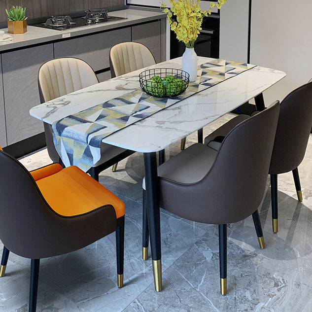 Modern Dining Table White Rectangle Table with 4 Legs for Dining Room 70.9"L x 35.4"W x 29.5"H Without Chairs Clearhalo ' dining_table' 'Dining Tables & Seating' 'Dining Tables' 'furn' 'furn_dining_table' 'Furniture' 'furniture_dining_table' 'Kitchen & Dining Furniture' 'kitchen&dining_furn' 'kitchen' 'kitchen_dining_table' 4640511