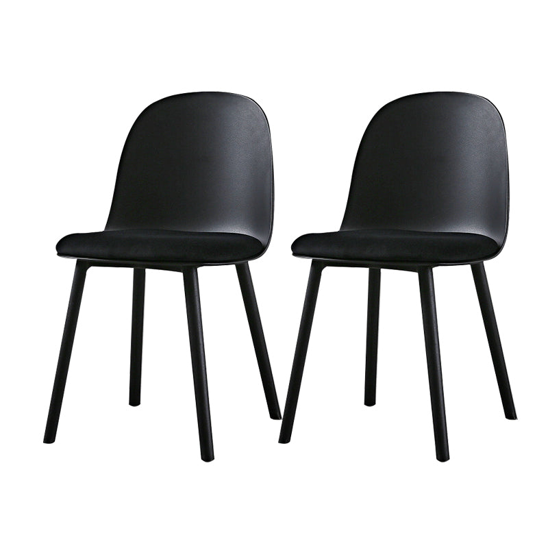 Scandinavian Plastic Dining Armless Chair Solid Back Chair for Home Black 2 Piece Set Clearhalo ' kitchen&dining_furn' 'Dining Chairs' 'Dining Tables & Seating' 'dining_chair' 'furn' 'furn_dining_chair' 'Furniture' 'furniture_dining_chair' 'Kitchen & Dining Furniture' 'kitchen' 4640878