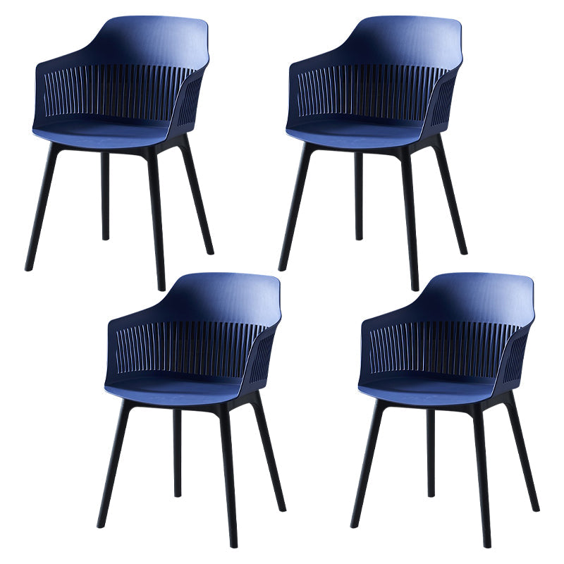 Plastic Scandinavian Dining Kitchen Room Chair Slat Back Arm Chair Blue 4 Piece Set Clearhalo ' kitchen&dining_furn' 'Dining Chairs' 'Dining Tables & Seating' 'dining_chair' 'furn' 'furn_dining_chair' 'Furniture' 'furniture_dining_chair' 'Kitchen & Dining Furniture' 'kitchen' 4640938