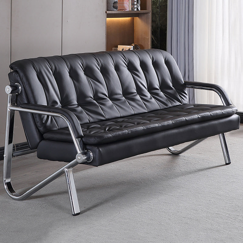 Stainless Steel Classic Industrial Tufted Split-Back Sofa 35.43"High Tuxedo Arm Sofa 71"L x 27.5"W x 35.5"H Black Clearhalo 'furn' 'furn_sofas' 'Furniture' 'furniture_sofas' 'kitchen' 'kitchen_sofas' 'Living Room Furniture' 'Sofa' 'sofas' 4647768