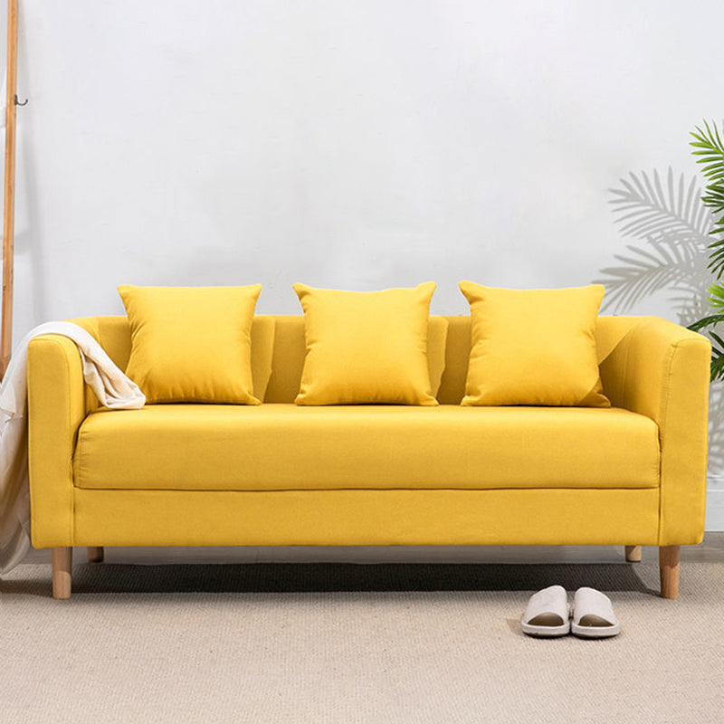 Sofa with 3 Pillows 3 Seater Hair Pin Legs Seating for Bonus Room 71"L x 24"W x 24"H Yellow Clearhalo 'furn' 'furn_sofas' 'Furniture' 'furniture_sofas' 'kitchen' 'kitchen_sofas' 'Living Room Furniture' 'Sofa' 'sofas' 4647772