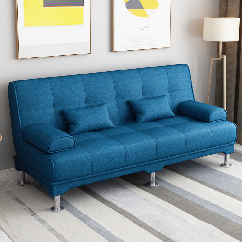 Fabric Modern Metal Legs Sofa Convertible Pillow Top Arm Sofa Dark Blue With Slipcover Clearhalo 'Furniture' 'furniture_sofas' 'kitchen' 'kitchen_sofas' 'Living Room Furniture' 'Sofa' 'sofas' 4648011