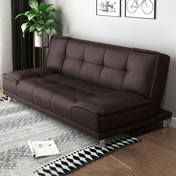Contemporary Convertible Footrest Stool Sofa Bed with Biscuit Back Coffee Clearhalo 'furn' 'furn_sofas' 'Furniture' 'furniture_sofas' 'kitchen' 'kitchen_sofas' 'Living Room Furniture' 'Sofa' 'sofas' 4648134