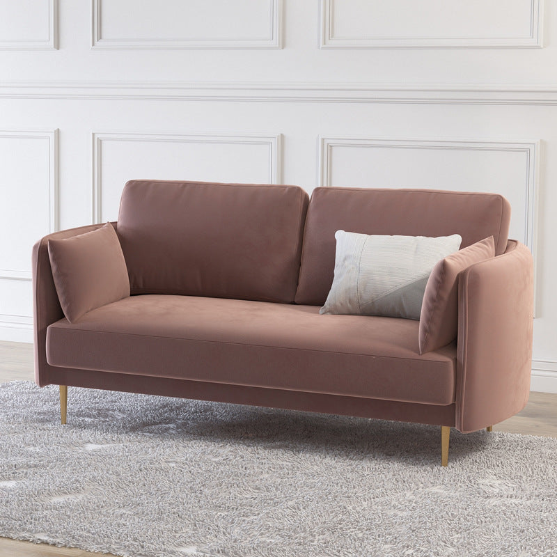 Mid-Century Modern Square Arm Sofa 32.2-In High Cushions Slipcovered Sofa 71"L x 29.5"W x 32"H Purple Pink Clearhalo 'furn' 'furn_sofas' 'Furniture' 'furniture_sofas' 'kitchen' 'kitchen_sofas' 'Living Room Furniture' 'Sofa' 'sofas' 4648409