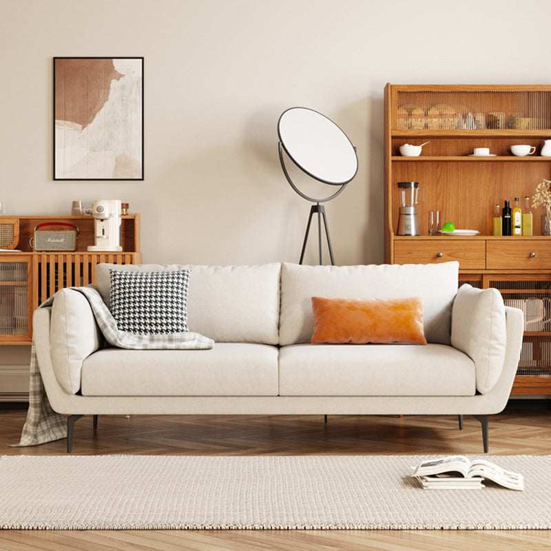 Sofa Chaise for Apartment Flared Arm Sofa for Home Living Room White 33"H x 83"L x 33.5"W Latex Clearhalo 'Furniture' 'furniture_sofas' 'kitchen' 'kitchen_sofas' 'Living Room Furniture' 'Sofa' 'sofas' 4648491