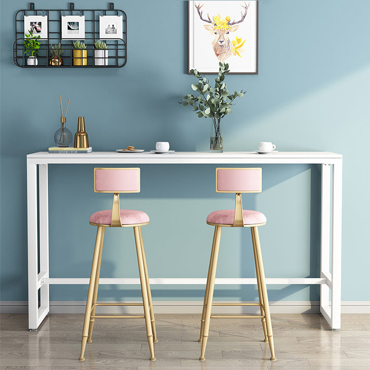 Modern Marble Table with Rectangle Table Top Black White Trestle Table-41.3" H 78.7"L x 15.7"W x 41.3"H White Without Chairs Clearhalo 'Bar Furniture' 'Bar Tables' 'bar_tables' 'furn' 'furn_bar_tables' 'Furniture' 'furniture_bar_tables' 'Kitchen & Dining Furniture' 'kitchen&dining_furn' 'kitchen' 4653698