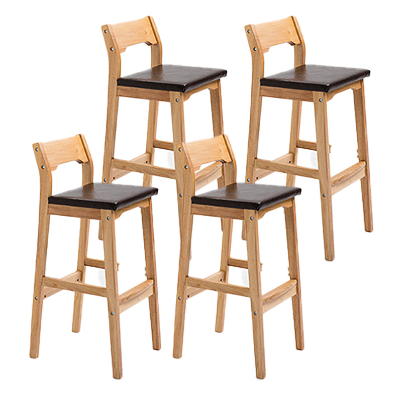 Contemporary Oak Wood Barstool Indoor Bar Stool with Low Back and Footrest Black 4 Piece Set Clearhalo 'Bar Furniture' 'Bar Stools' 'bar_stools' 'furn' 'furn_bar_stools' 'furniture_bar_stools' 'Kitchen & Dining Furniture' 'kitchen&dining_furn' 'kitchen' 'kitchen_furn' Furniture' 4653862
