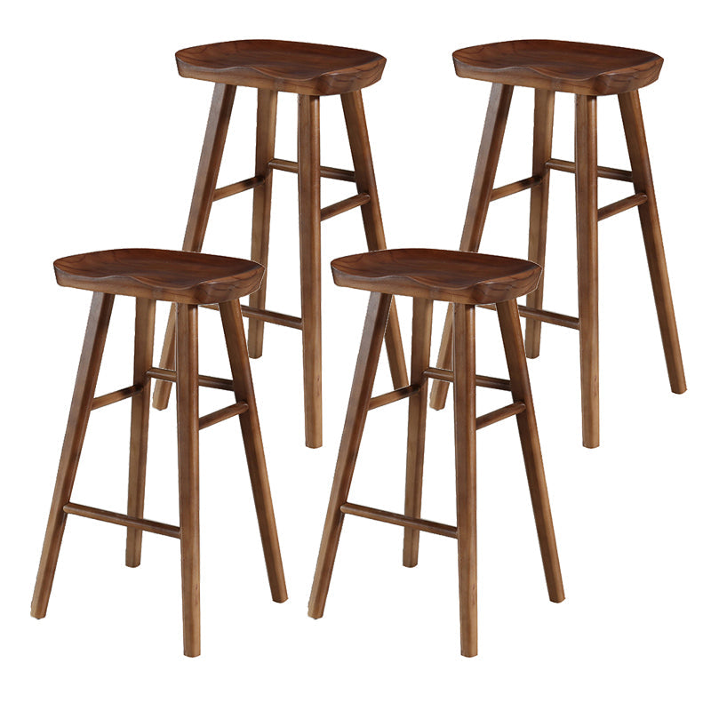 Contemporary Solid Wood Bar Stool Indoor Bar Stool with Wood Seat and Footrest Walnut 4 Piece Set Bar Stool(30"H) Clearhalo 'Bar Furniture' 'Bar Stools' 'bar_stools' 'furn' 'furn_bar_stools' 'furniture_bar_stools' 'Kitchen & Dining Furniture' 'kitchen&dining_furn' 'kitchen' 'kitchen_furn' Furniture' 4653875