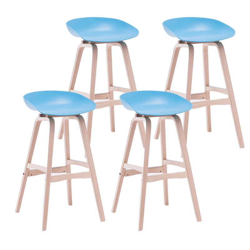 Contemporary Solid Wood Plastic Barstool Indoor Bar Stool with Low Back Blue 4 Piece Set Clearhalo 'Bar Furniture' 'Bar Stools' 'bar_stools' 'furn' 'furn_bar_stools' 'furniture_bar_stools' 'Kitchen & Dining Furniture' 'kitchen&dining_furn' 'kitchen' 'kitchen_furn' Furniture' 4653932