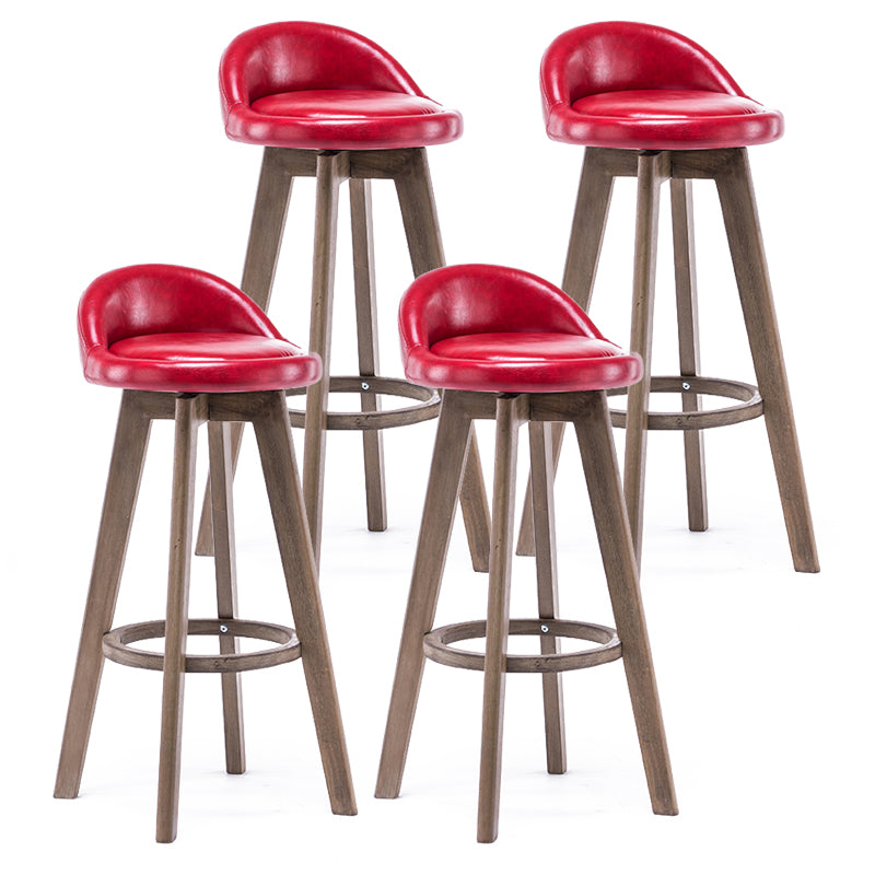 Contemporary Solid Wood Barstools Indoor Bar Stool with Footrest and Low Back Red 4 Piece Set Clearhalo 'Bar Furniture' 'Bar Stools' 'bar_stools' 'furn' 'furn_bar_stools' 'furniture_bar_stools' 'Kitchen & Dining Furniture' 'kitchen&dining_furn' 'kitchen' 'kitchen_furn' Furniture' 4653978