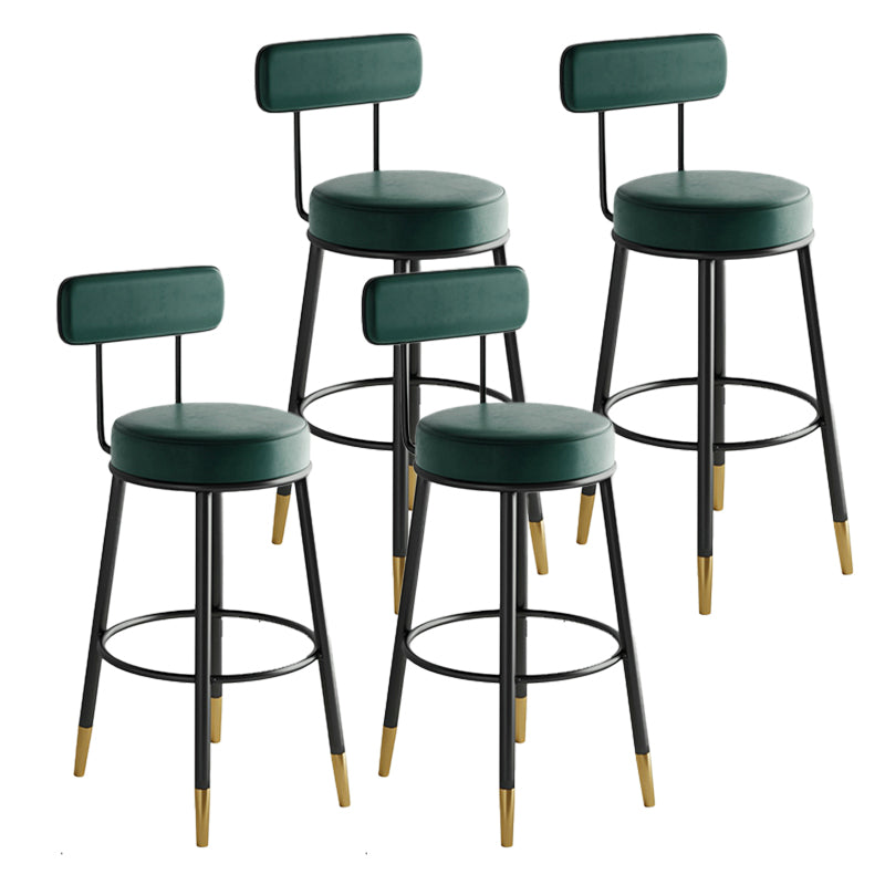 Industrial Leather Iron Counter Stools Low Back Bar Stools with Round Seat Green 4 Piece Set Clearhalo 'Bar Furniture' 'Bar Stools' 'bar_stools' 'furn' 'furn_bar_stools' 'furniture_bar_stools' 'Kitchen & Dining Furniture' 'kitchen&dining_furn' 'kitchen' 'kitchen_furn' Furniture' 4654267