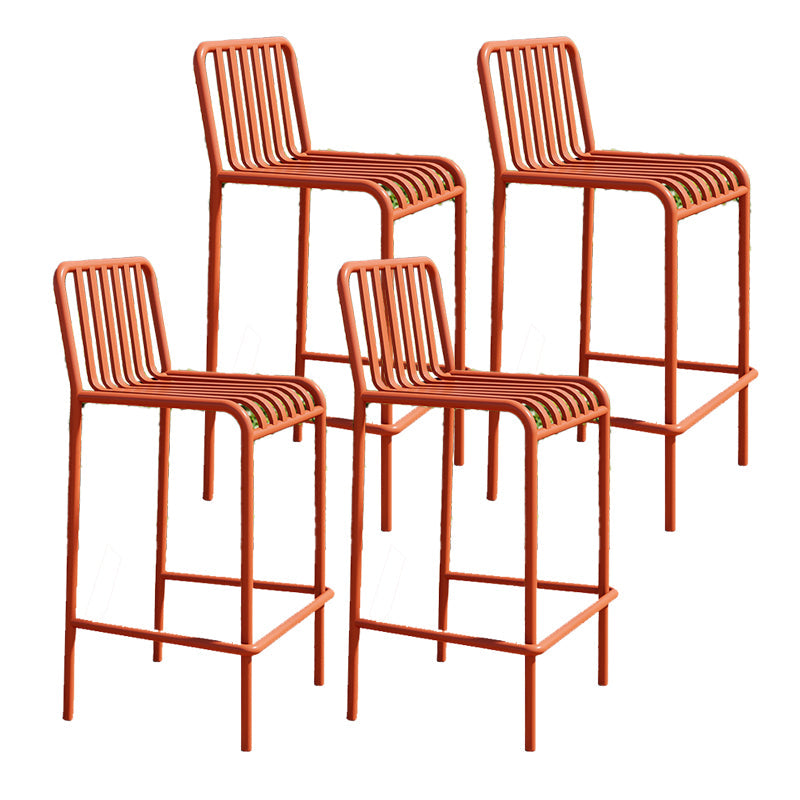 Iron Outdoor Counter Stools Industrial Low Back Bar Stools with Square Seat Orange 4 Piece Set Clearhalo 'Bar Furniture' 'Bar Stools' 'bar_stools' 'furn' 'furn_bar_stools' 'furniture_bar_stools' 'Kitchen & Dining Furniture' 'kitchen&dining_furn' 'kitchen' 'kitchen_furn' Furniture' 4654315