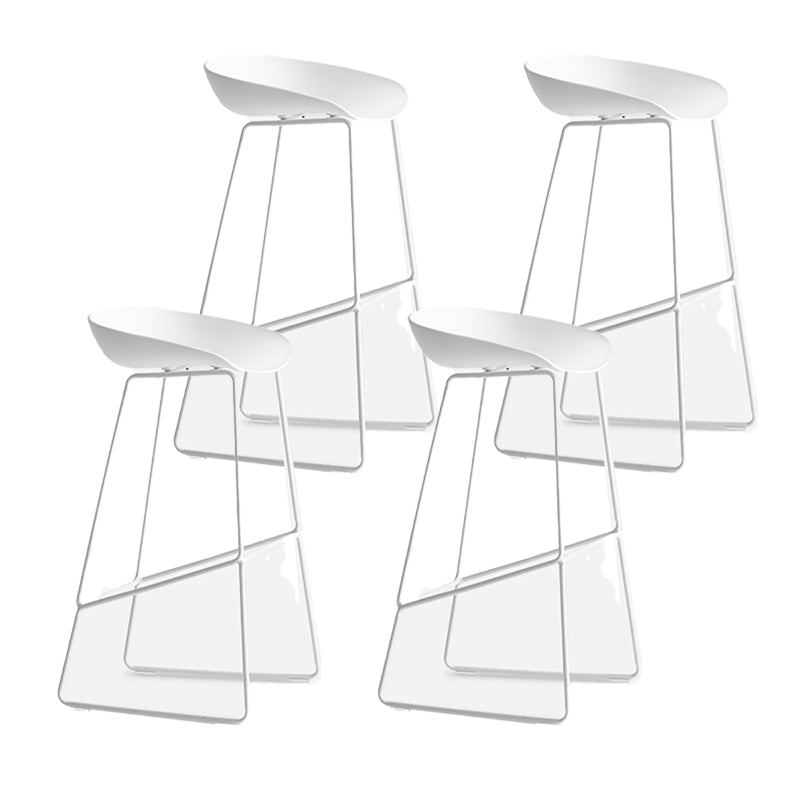 Nordic Indoor Low Back Barstool Simple Iron Tall Stool with Plastic Seat White 4 Piece Set Clearhalo 'Bar Furniture' 'Bar Stools' 'bar_stools' 'furn' 'furn_bar_stools' 'furniture_bar_stools' 'Kitchen & Dining Furniture' 'kitchen&dining_furn' 'kitchen' 'kitchen_furn' Furniture' 4654392