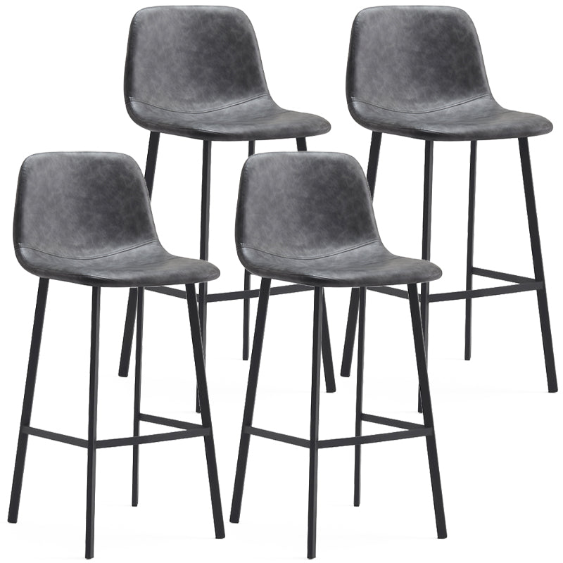 Contemporary Metal Leather Bar Stools Indoor Barstool with Iron Legs Grey 4 Piece Set Bar Stool(30"H) Clearhalo 'Bar Furniture' 'Bar Stools' 'bar_stools' 'furn' 'furn_bar_stools' 'furniture_bar_stools' 'Kitchen & Dining Furniture' 'kitchen&dining_furn' 'kitchen' 'kitchen_furn' Furniture' 4654431