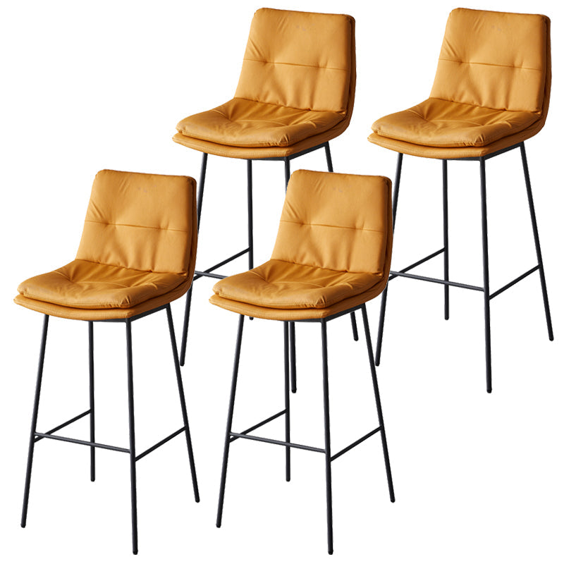 Contemporary Metal Leather Bar Stools Indoor Barstool with Iron Legs and Footrest Lemon Yellow 4 Piece Set Bar Stool(30"H) Clearhalo 'Bar Furniture' 'Bar Stools' 'bar_stools' 'furn' 'furn_bar_stools' 'furniture_bar_stools' 'Kitchen & Dining Furniture' 'kitchen&dining_furn' 'kitchen' 'kitchen_furn' Furniture' 4654521