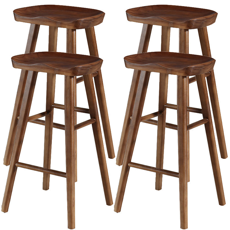 Industrial Style Bar-stool with Wooden Legs Saddle Seat Counter Stool for Kitchen Bar Walnut 4 Piece Set Bar Stool(30"H) Clearhalo 'Bar Furniture' 'Bar Stools' 'bar_stools' 'furn' 'furn_bar_stools' 'furniture_bar_stools' 'Kitchen & Dining Furniture' 'kitchen&dining_furn' 'kitchen' 'kitchen_furn' Furniture' 4654671