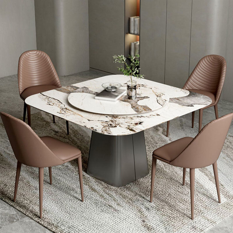 Modern 1/3/5 Square Dining Table Set Sintered Stone Dining Table for Home 5 Pieces: Table, 4 Chairs Clearhalo 'Dining Room Sets' 'Dining Tables & Seating' 'dining_room_set' 'furn' 'furn_dining_room_set' 'Furniture' 'furniture_dining_room_set' 'Kitchen & Dining Furniture' 'kitchen&dining_furn' 'kitchen' 4655108