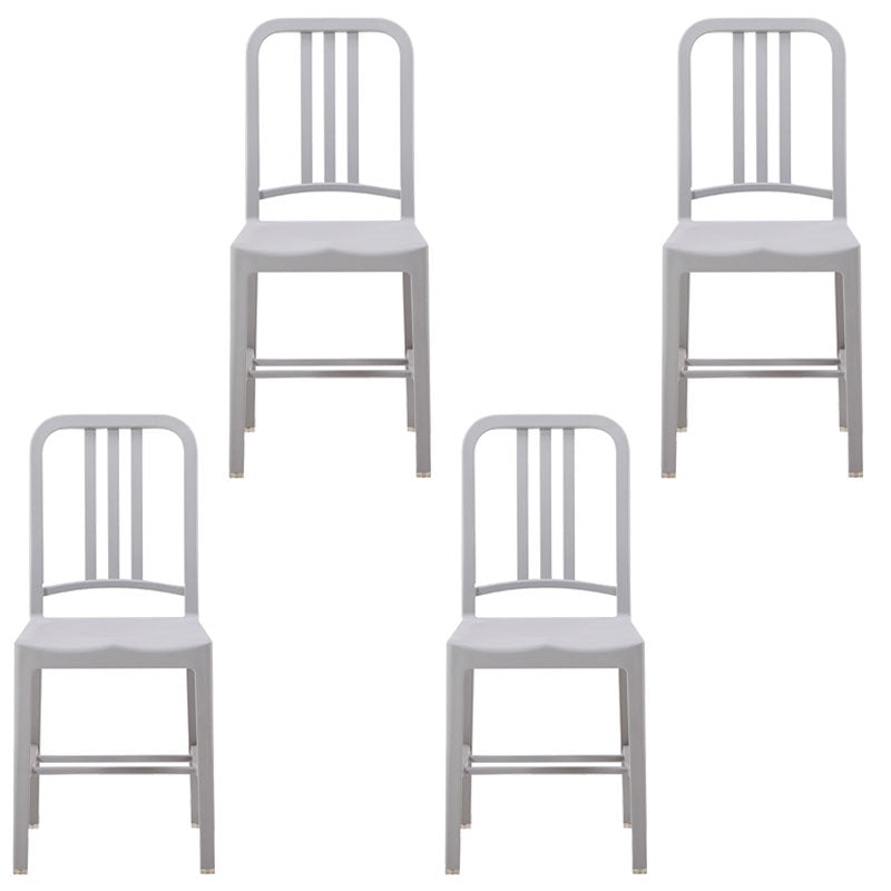 Modern Home Slat Back Side Chair Matte Finish Plastic Dining Chair Light Gray 4 Piece Set Clearhalo ' kitchen&dining_furn' 'Dining Chairs' 'Dining Tables & Seating' 'dining_chair' 'furn' 'furn_dining_chair' 'Furniture' 'furniture_dining_chair' 'Kitchen & Dining Furniture' 'kitchen' 4655675