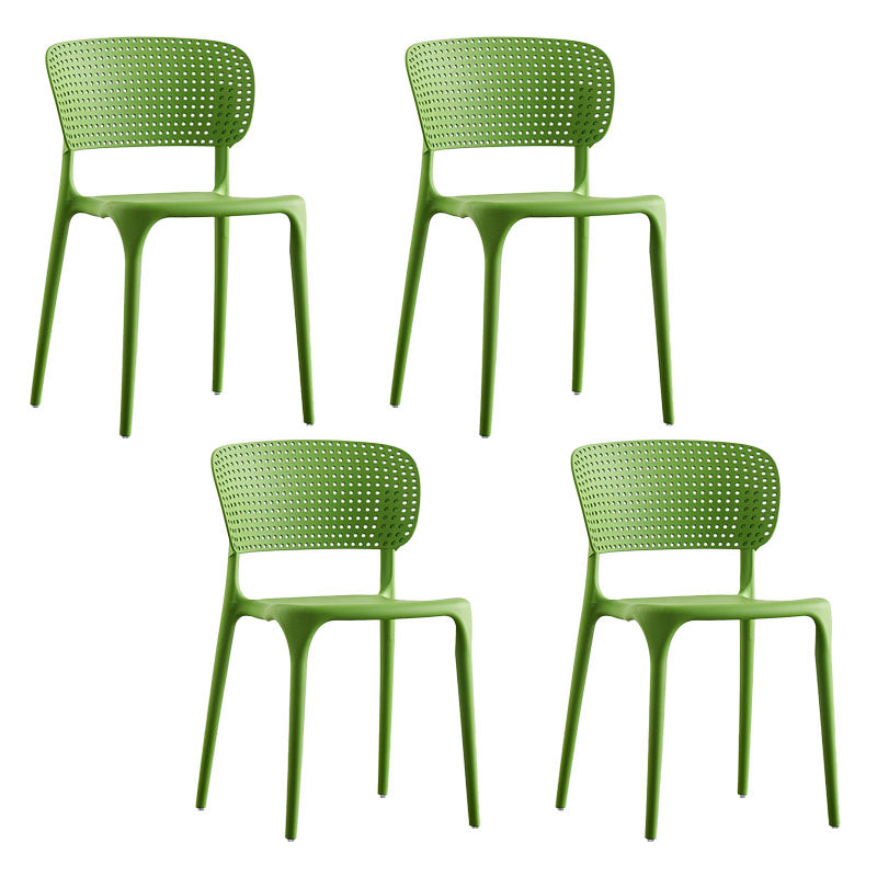 Colorful Plastic Dining Armless Chairs Nordic Style Open Back Side Chair Green 4 Piece Set Clearhalo ' kitchen&dining_furn' 'Dining Chairs' 'Dining Tables & Seating' 'dining_chair' 'furn' 'furn_dining_chair' 'Furniture' 'furniture_dining_chair' 'Kitchen & Dining Furniture' 'kitchen' 4655691