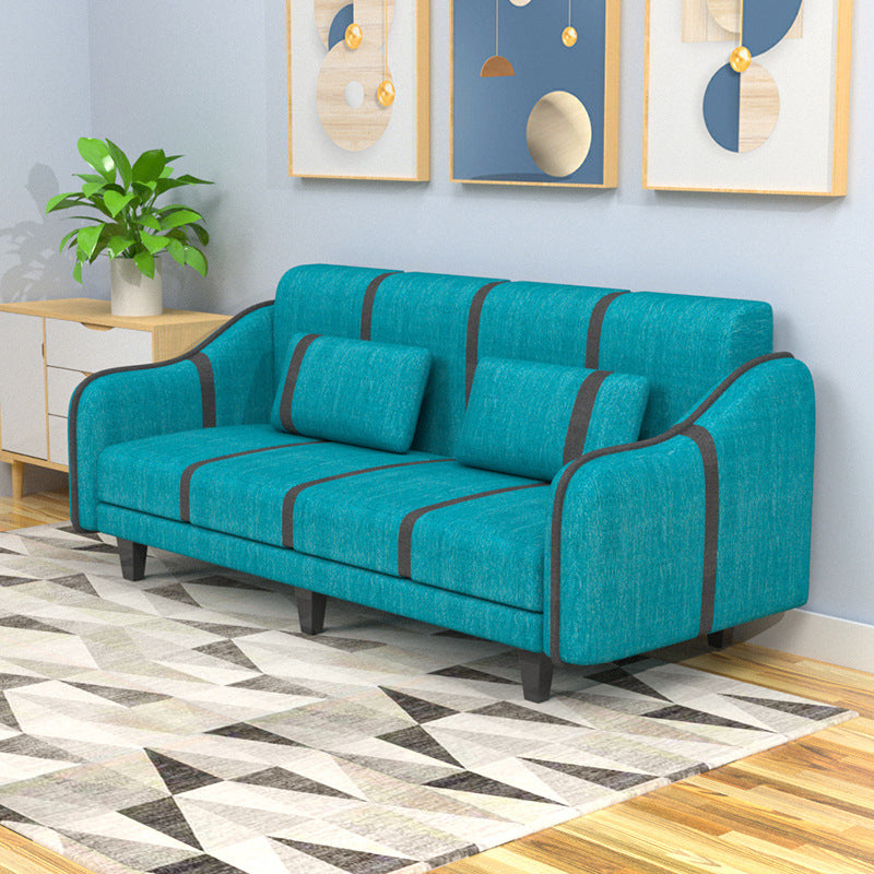 Modern Convertible Sofa Fabric Single Cushion Seat Sofa for Living Room Sky Blue 29.5"H x 87"L x 26"W Clearhalo 'Furniture' 'furniture_sofas' 'kitchen' 'kitchen_sofas' 'Living Room Furniture' 'Sofa' 'sofas' 4657439