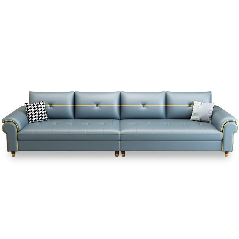 Faux Leather Modern Sofa 31.49"W Pillow Top Arm Sofa for Living Room 106"L x 31.5"W x 33"H Clearhalo 'furn' 'furn_sofas' 'Furniture' 'furniture_sofas' 'kitchen' 'kitchen_sofas' 'Living Room Furniture' 'Sofa' 'sofas' 4657475