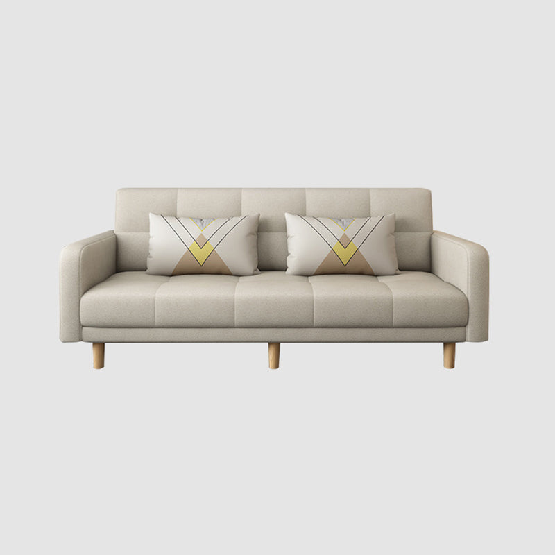 Modern Square Arm Sofa Convertible Wood Legs Biscuit Back Sofa Light Apricot 18.5"H x 79"L x 24"W Clearhalo 'Furniture' 'furniture_sofas' 'kitchen' 'kitchen_sofas' 'Living Room Furniture' 'Sofa' 'sofas' 4657589