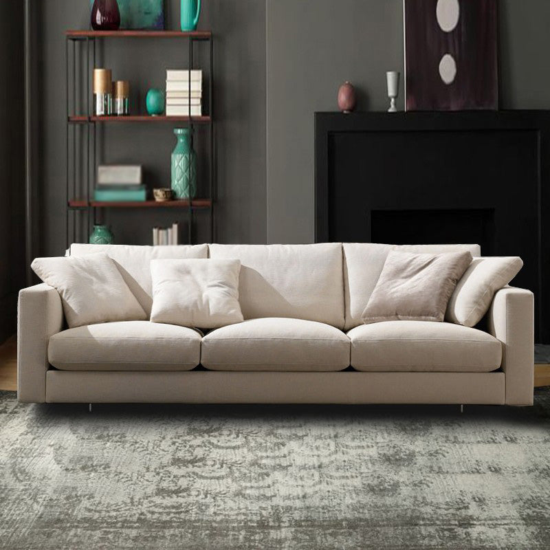 Sponge/latex Seat Filling Imitation Leather & Cotton & Linen Upholstered Rectangular Sofa 94.5"L x 35"W x 27"H Clearhalo 'furn' 'furn_sofas' 'Furniture' 'furniture_sofas' 'kitchen' 'kitchen_sofas' 'Living Room Furniture' 'Sofa' 'sofas' 4657619