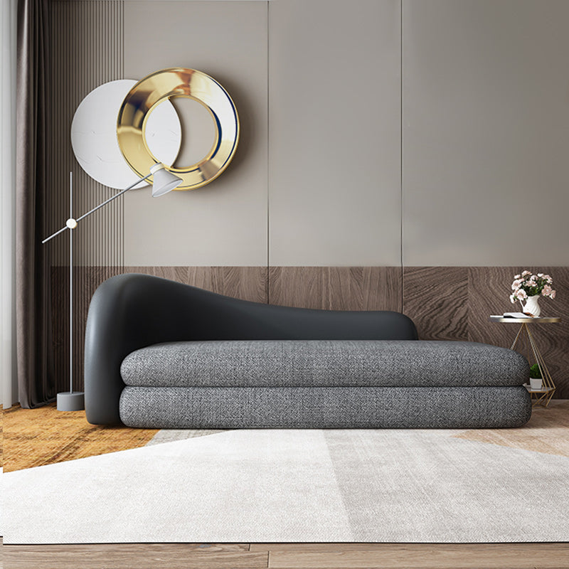 Ultra-Modern Tight Back Sofa 30.71"High Curved Tuxedo Arm Sofa for Apartment Black Cotton Blend Clearhalo 'furn' 'furn_sofas' 'Furniture' 'furniture_sofas' 'kitchen' 'kitchen_sofas' 'Living Room Furniture' 'Sofa' 'sofas' 4657689