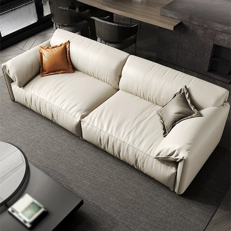 Modern Style with Pillow Armrest and Cushioned Seat Down/cotton Padded White Sofa 94.5"L x 37"W x 31"H Down Clearhalo 'furn' 'furn_sofas' 'Furniture' 'furniture_sofas' 'kitchen' 'kitchen_sofas' 'Living Room Furniture' 'Sofa' 'sofas' 4657777