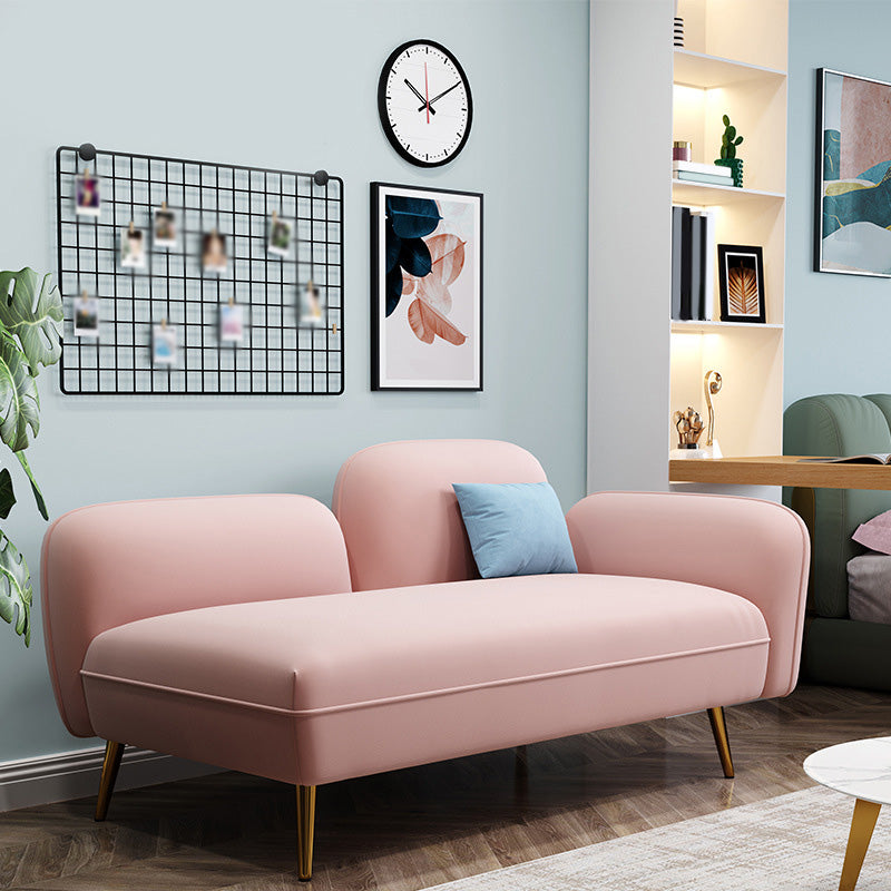 Grey/Blue/Pink Velvet Sofa 55.12"/63" Wide Square Arm Loveseat 63"L x 31"W x 28"H Pink Left Clearhalo 'furn' 'furn_sofas' 'Furniture' 'furniture_sofas' 'kitchen' 'kitchen_sofas' 'Living Room Furniture' 'Sofa' 'sofas' 4658024