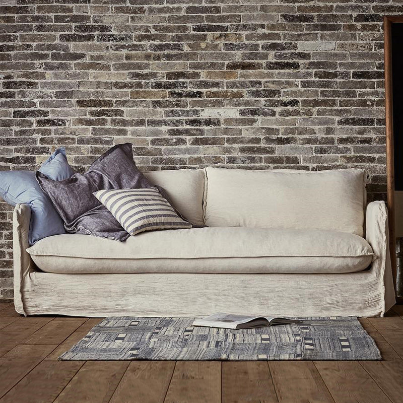 Contemporary Linen Square Arm Standard Sofa with Loose Back for Living Room, White 98"L x 37"W x 33"H Latex Clearhalo 'furn' 'furn_sofas' 'Furniture' 'furniture_sofas' 'kitchen' 'kitchen_sofas' 'Living Room Furniture' 'Sofa' 'sofas' 4658087