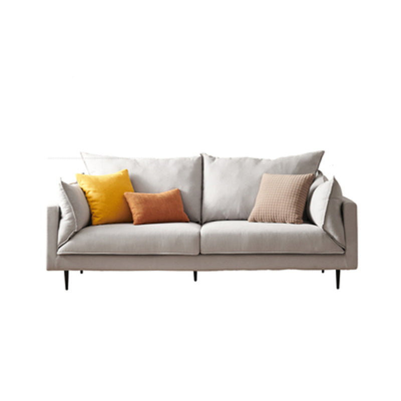 Modern Linen Square Arm Sofa with Bolster Pillows for Living Room, Apartment 79"L x 33"W x 33"H Light Gray Sponge Clearhalo 'furn' 'furn_sofas' 'Furniture' 'furniture_sofas' 'kitchen' 'kitchen_sofas' 'Living Room Furniture' 'Sofa' 'sofas' 4658179