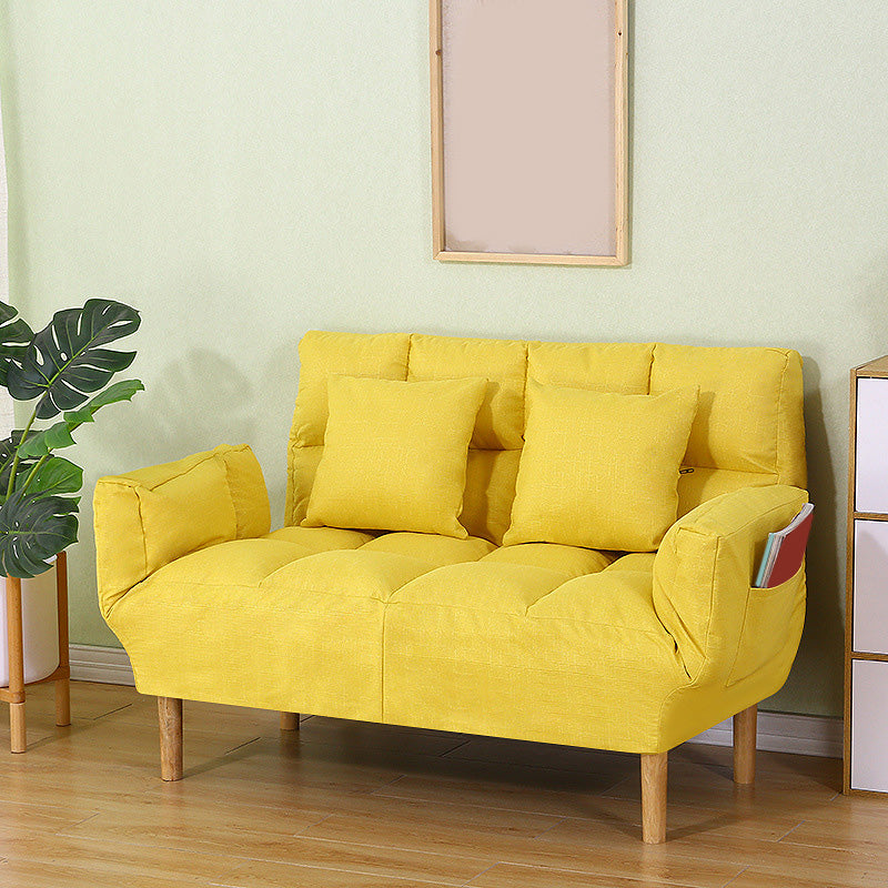 Square Arm Sofa Reclining 48.43" Biscuit Back Linen Loveseat 48"L x 24"W x 33.5"H Yellow Clearhalo 'furn' 'furn_sofas' 'Furniture' 'furniture_sofas' 'kitchen' 'kitchen_sofas' 'Living Room Furniture' 'Sofa' 'sofas' 4658202