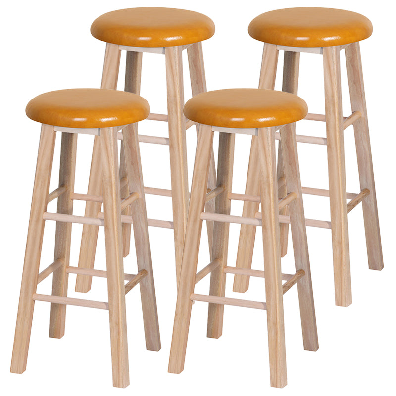 Industrial Style Bar-stool with Wooden Legs Round Seat for Kitchen Bar Yellow 4 Piece Set Clearhalo 'Bar Furniture' 'Bar Stools' 'bar_stools' 'furn' 'furn_bar_stools' 'furniture_bar_stools' 'Kitchen & Dining Furniture' 'kitchen&dining_furn' 'kitchen' 'kitchen_furn' Furniture' 4664298