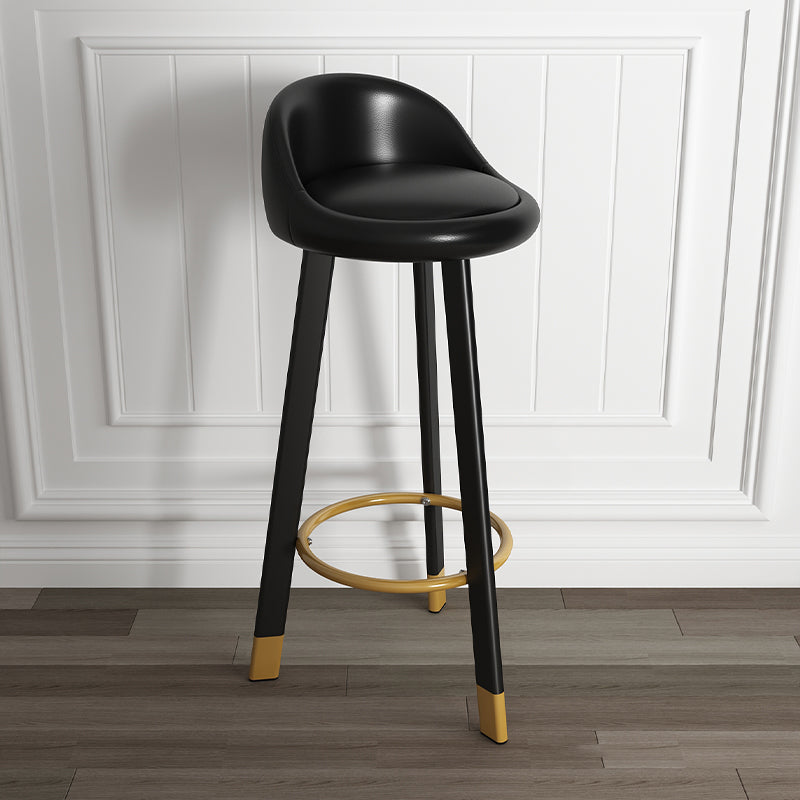Scandinavian Style Bar-stool with Steel Legs Single Counter Stool for Kitchen Bar Black Black Clearhalo 'Bar Furniture' 'Bar Stools' 'bar_stools' 'furn' 'furn_bar_stools' 'furniture_bar_stools' 'Kitchen & Dining Furniture' 'kitchen&dining_furn' 'kitchen' 'kitchen_furn' Furniture' 4664347