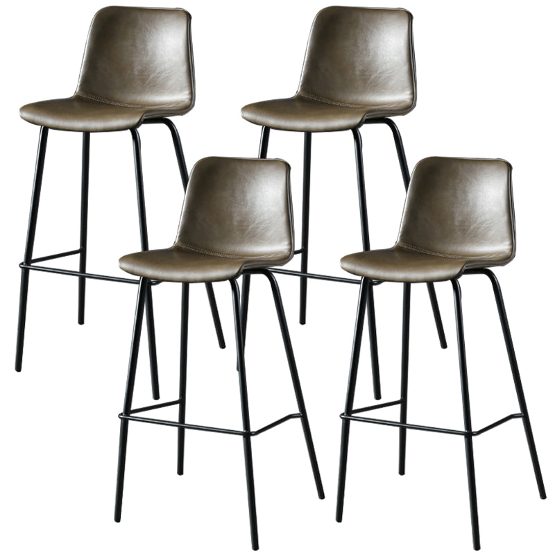 Industrial Style Bar-stool with Iron Legs Bucket Seat for Kitchen Bar Khaki 4 Piece Set Clearhalo 'Bar Furniture' 'Bar Stools' 'bar_stools' 'furn' 'furn_bar_stools' 'furniture_bar_stools' 'Kitchen & Dining Furniture' 'kitchen&dining_furn' 'kitchen' 'kitchen_furn' Furniture' 4664454