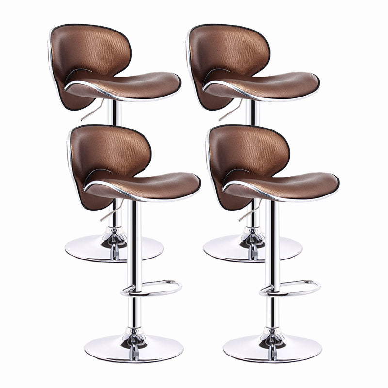 Modern Style Bar-stool with Adjustable Height Low Back Footrest Swivel for Counter Bar Chocolate 4 Piece Set Clearhalo 'Bar Furniture' 'Bar Stools' 'bar_stools' 'furn' 'furn_bar_stools' 'furniture_bar_stools' 'Kitchen & Dining Furniture' 'kitchen&dining_furn' 'kitchen' 'kitchen_furn' Furniture' 4664695